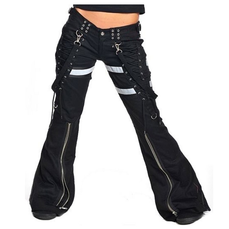 Women Gothic Flash Pants Black & White Trousers Womens Rave Pant